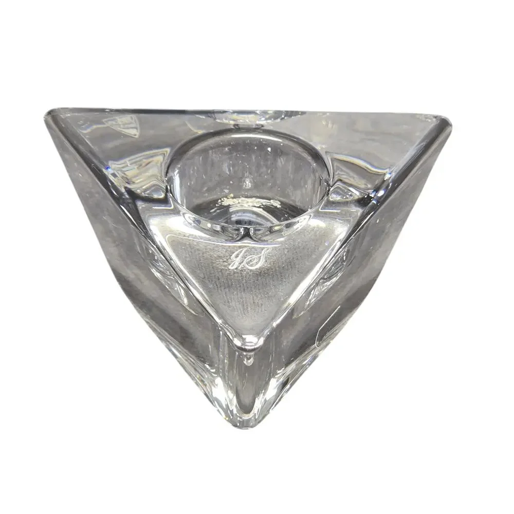 Orrefors Sweden Triangle Crystal Glass Votive Candle Holder